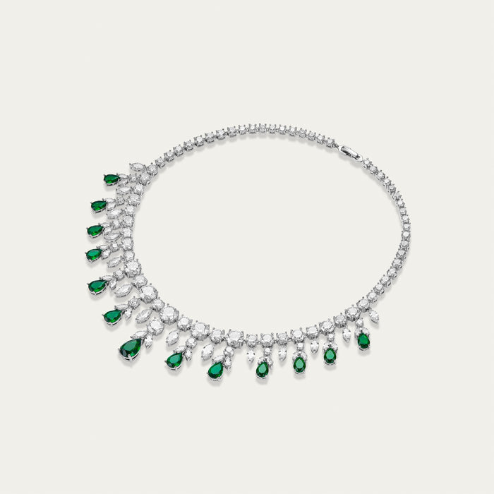 Emerald and Diamond Fringe Necklace