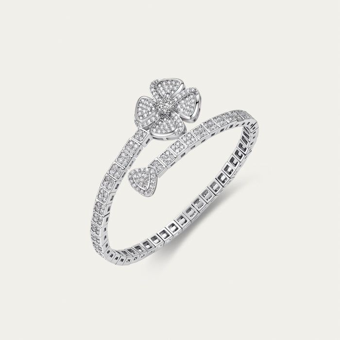 Diamond Clover Cuff Bracelet