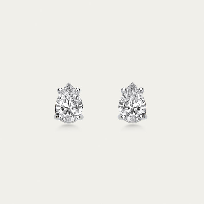 Diamond Stud Earrings, Pear Cut