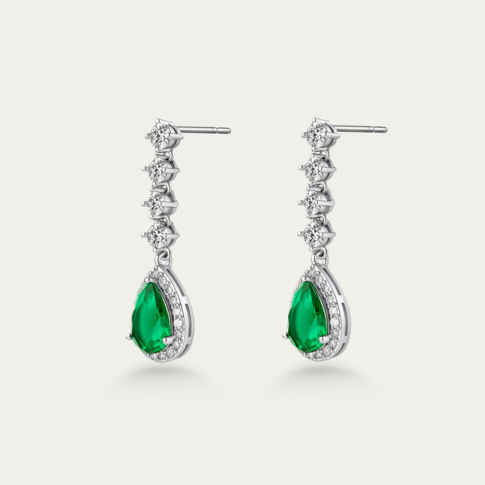 Emerald and Diamond Drop Earrings, Graduated
