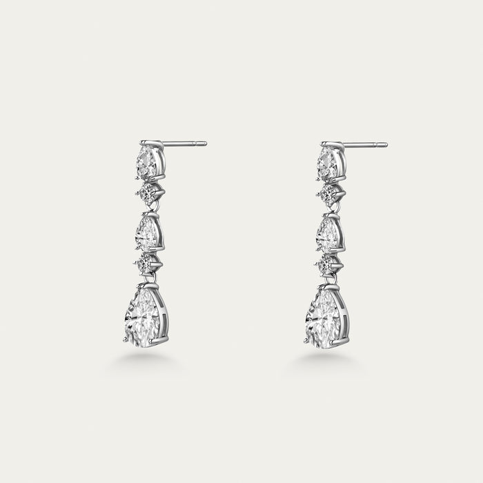 Diamond Drop Earrings, Marquise Line