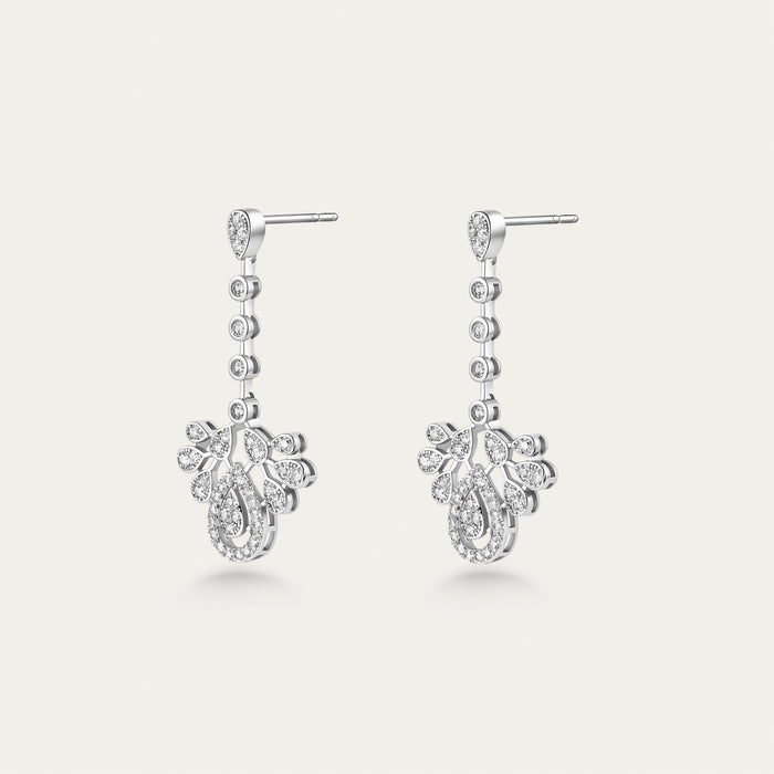 Diamond Floral Drop Earrings
