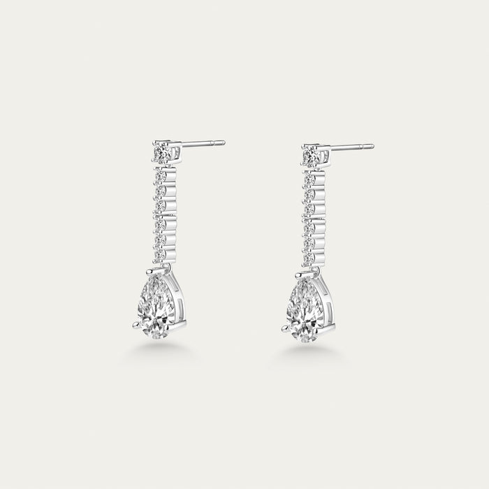 Diamond Line Drop Earrings, Baguette