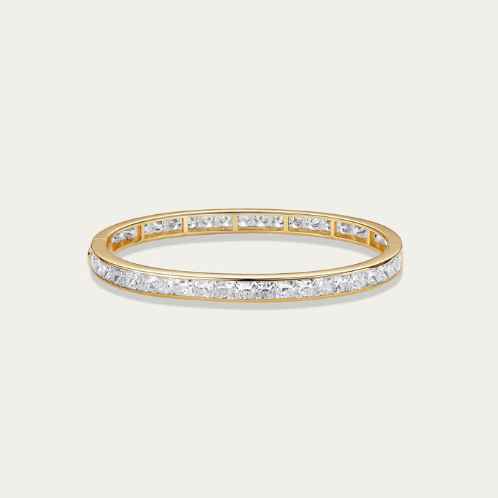 Princess cut lab-grown diamond bangle in 18k yellow gold — 5.71ct, D-F color, VS-VVS clarity