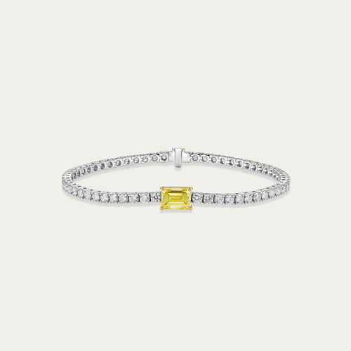 Emerald Cut Lab-Grown Diamond Bracelet — 1.5ct, D-F, VS-VVS, 18K Two-Tone Gold