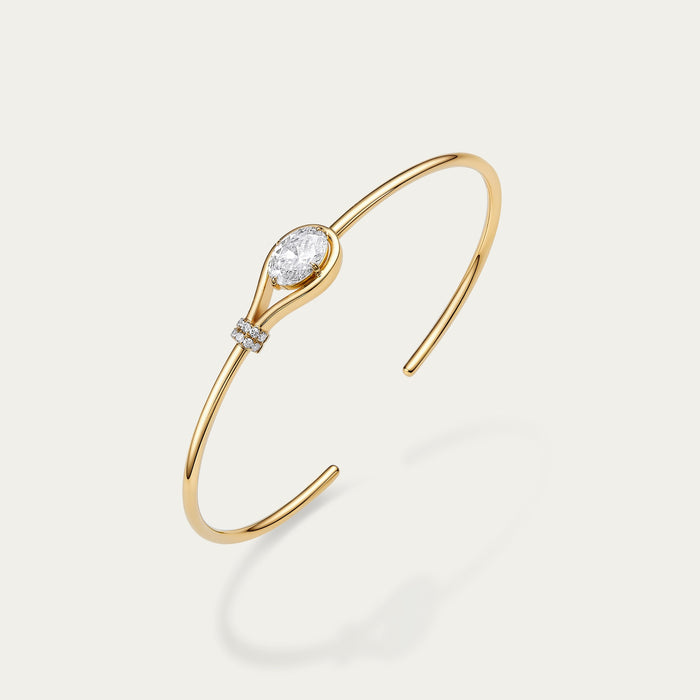 Oval cut lab-grown diamond bangle in 18k yellow gold — 1.21ct, D-E color, VS-VVS clarity, additional view