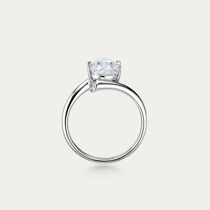 Briolette (teardrop) lab-grown diamond ring in 18k white gold — 3.23ct, D-E color, VVS-IF clarity, additional view