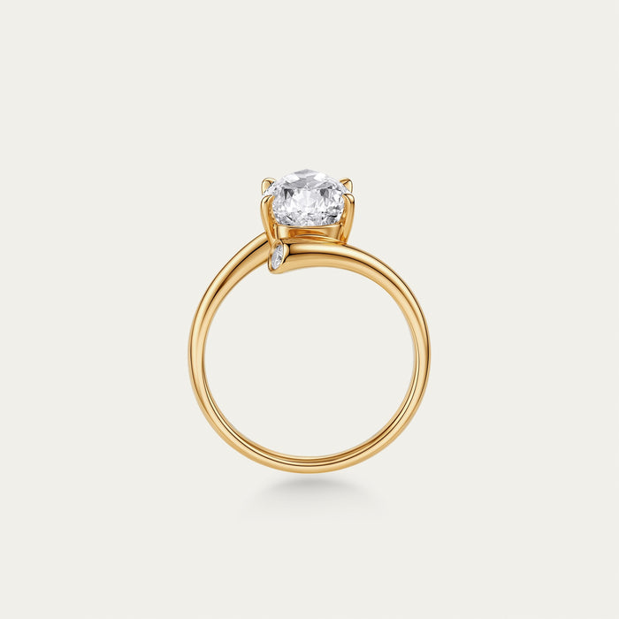 Briolette (teardrop) lab-grown diamond ring in 18k yellow gold — 3.01ct, D-E color, VVS-IF clarity, additional view