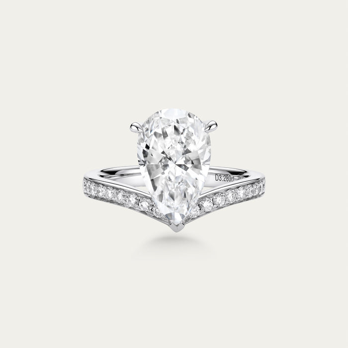 Briolette (teardrop) lab-grown diamond ring in 18k white gold — 3.28ct, D-E color, VVS-IF clarity