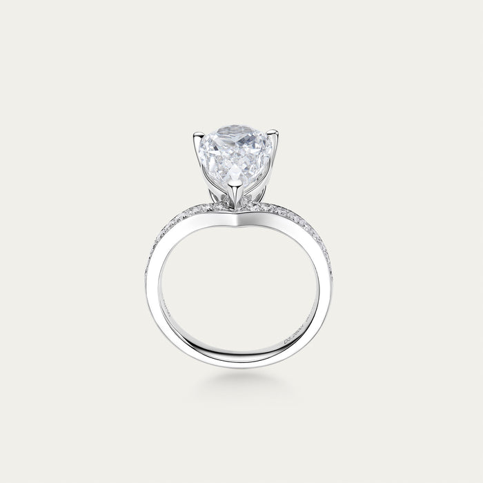 Briolette (teardrop) lab-grown diamond ring in 18k white gold — 3.28ct, D-E color, VVS-IF clarity, additional view