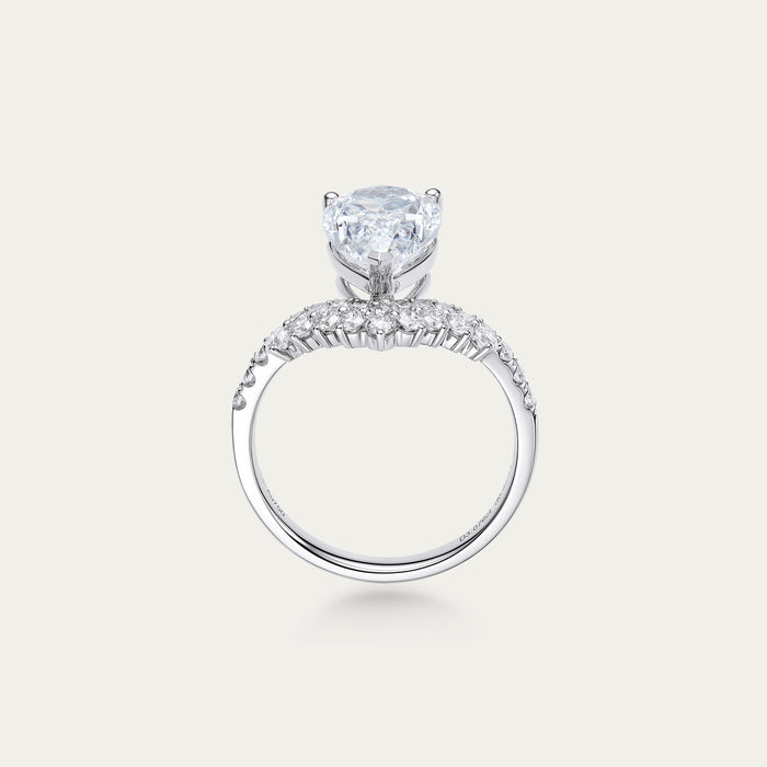Briolette (teardrop) lab-grown diamond ring in 18k white gold — 3.08ct, D-E color, VS-VVS clarity, additional view