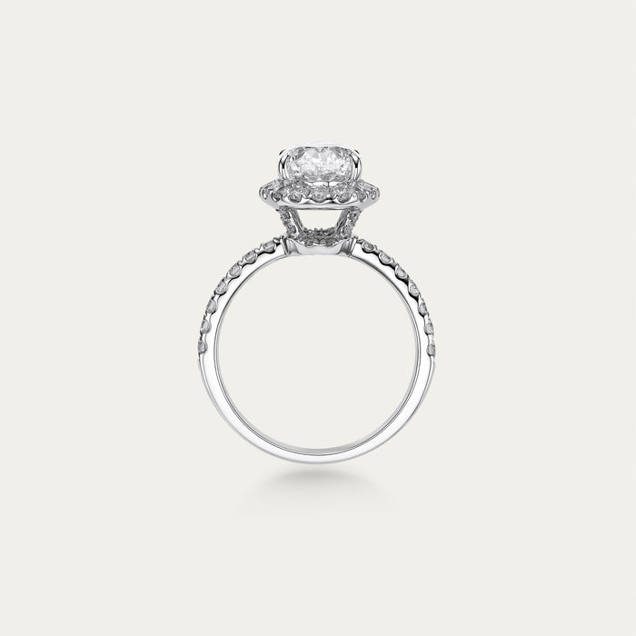 Oval cut lab-grown diamond ring in 18k white gold — 2.08ct, F-G color, VVS-IF clarity, additional view