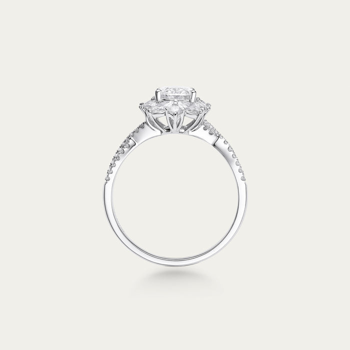Oval cut lab-grown diamond ring in 18k white gold — 1.04ct, D-E color, VS-VVS clarity, additional view