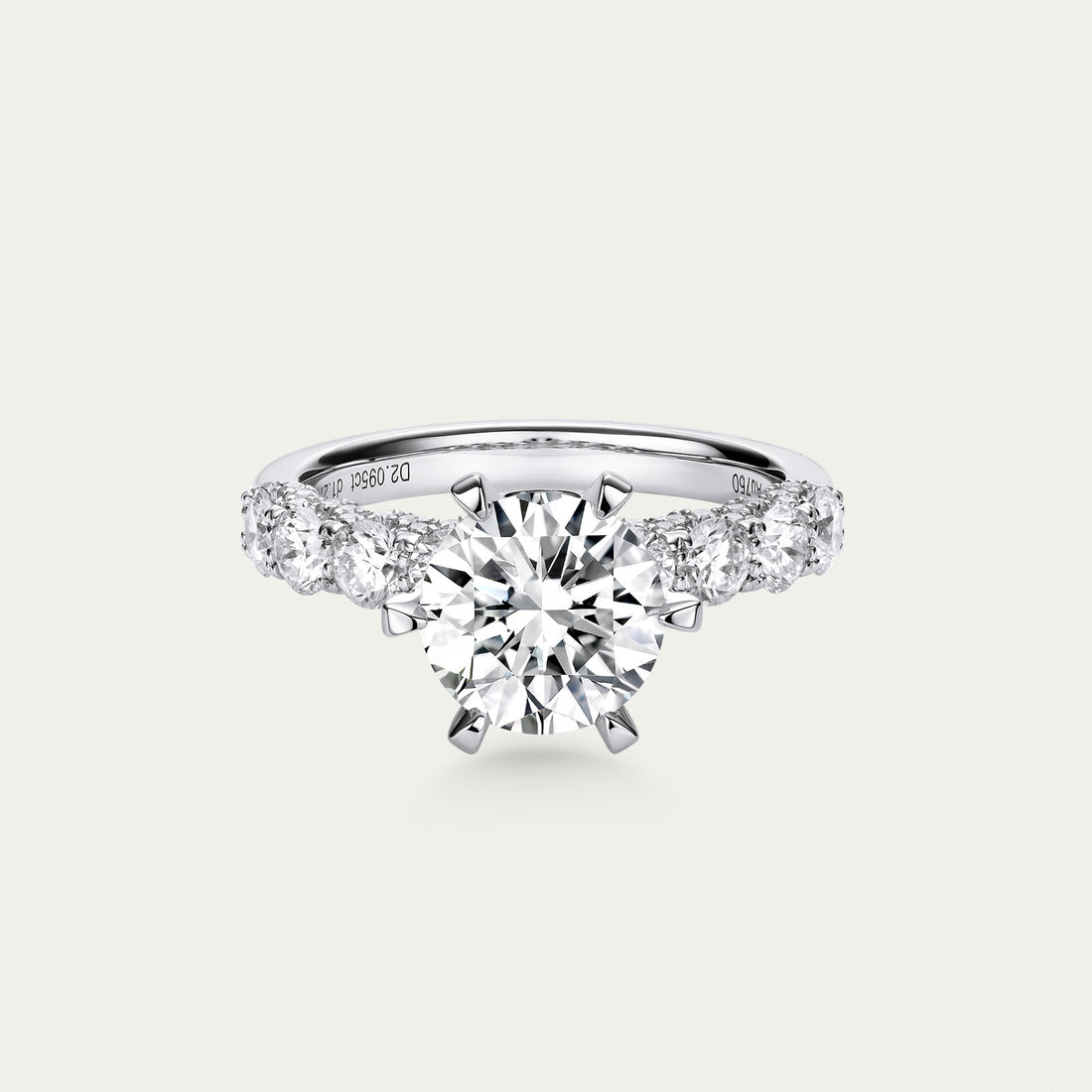 Round brilliant lab-grown diamond ring in 18k white gold — 2.1ct, F-G color, VS-VVS clarity