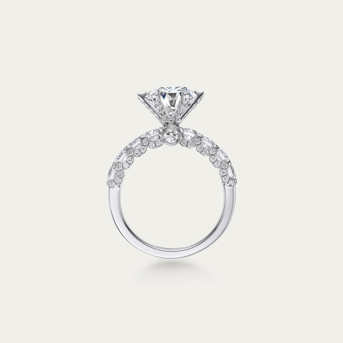 Round brilliant lab-grown diamond ring in 18k white gold — 2.1ct, F-G color, VS-VVS clarity, additional view