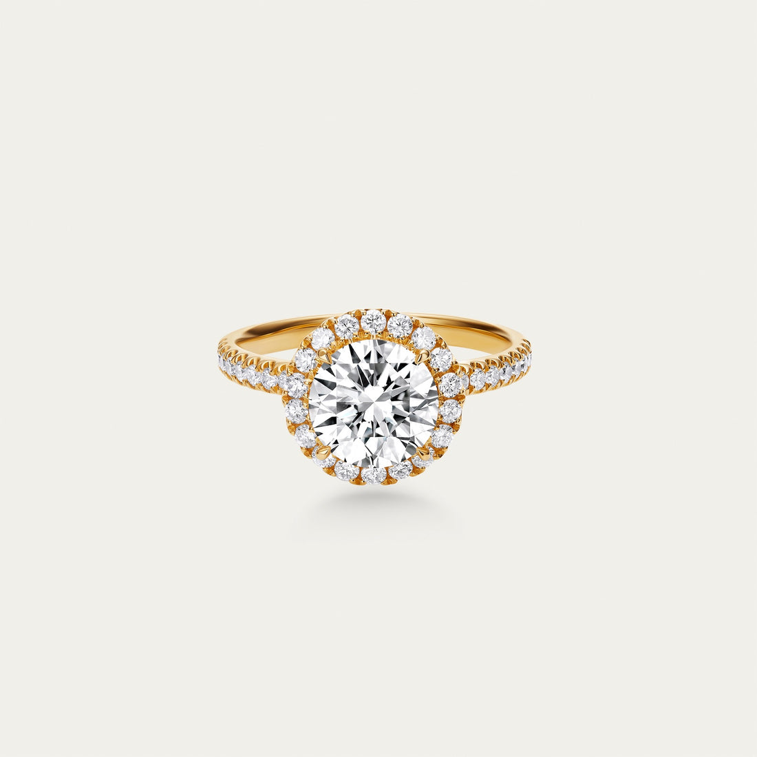 Round brilliant lab-grown diamond ring in 18k yellow gold — 2.01ct, D-E color, VVS-IF clarity