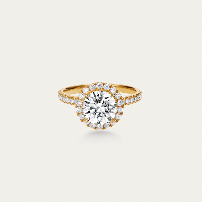 Round brilliant lab-grown diamond ring in 18k yellow gold — 2.01ct, D-E color, VVS-IF clarity