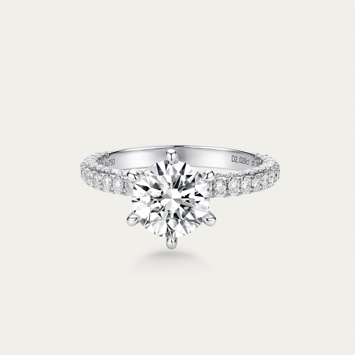 Round brilliant lab-grown diamond ring in 18k white gold — 2.03ct, D-E color, VVS-IF clarity