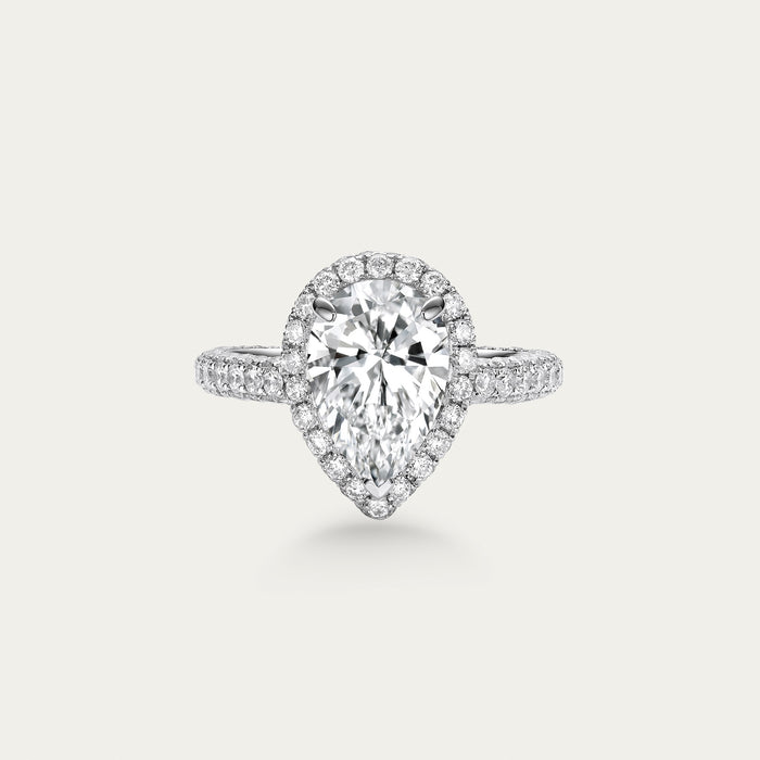 Briolette (teardrop) lab-grown diamond ring in 18k white gold — 2.21ct, F-G color, VS-VVS clarity