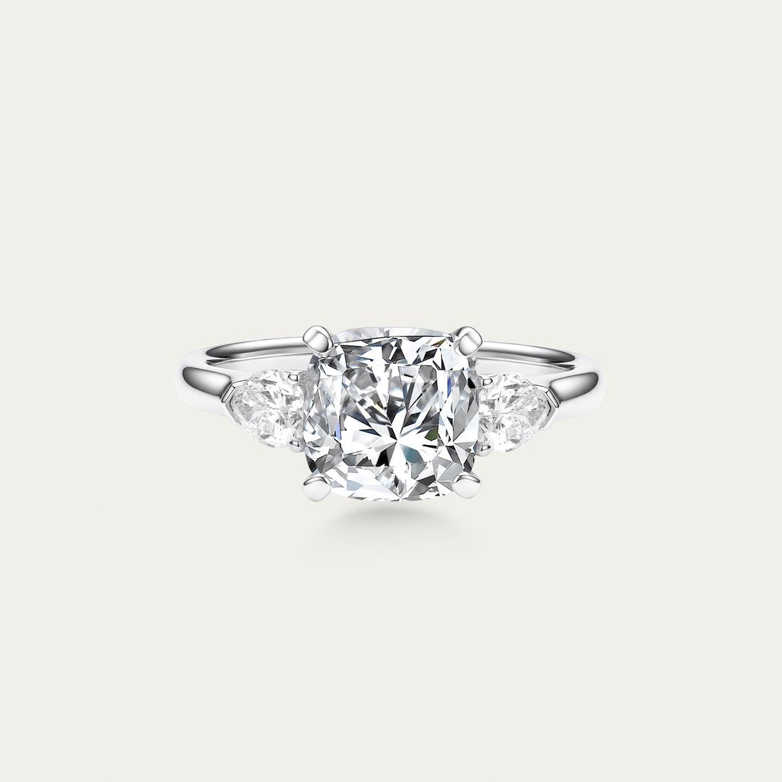 Cushion cut lab-grown diamond ring in 18k white gold — 2.12ct, F-G color, VS-VVS clarity
