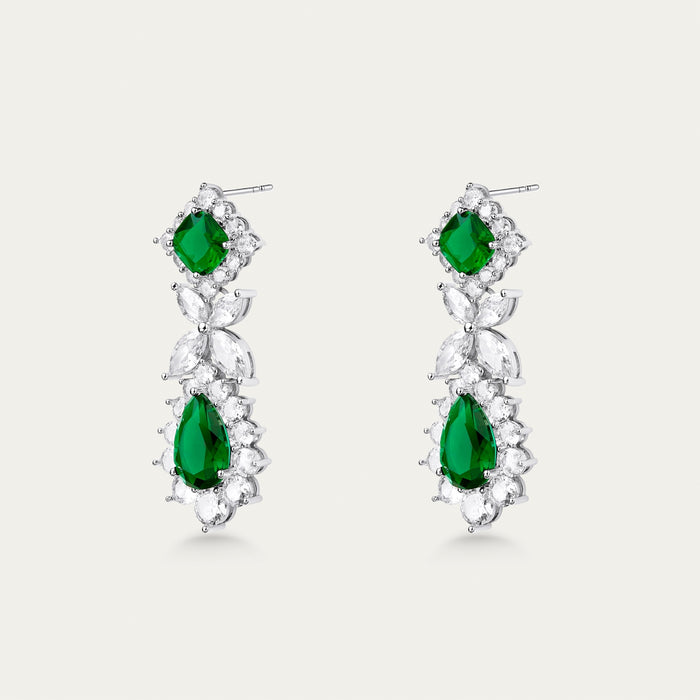 Emerald and lab-grown diamond earrings in 18k white gold — D-F color, VS-VVS clarity, additional view