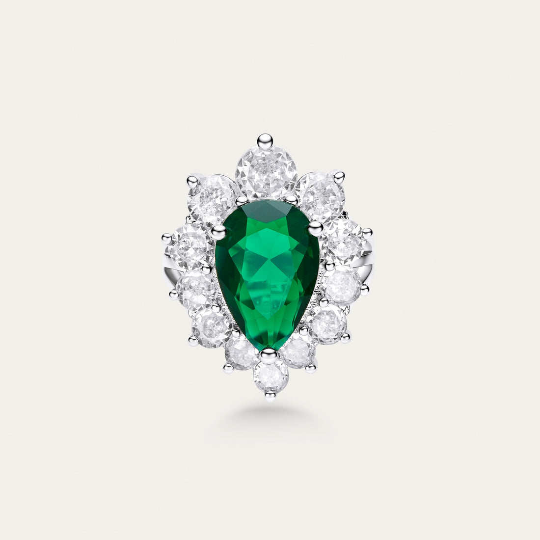 Emerald and Diamond Halo Ring
