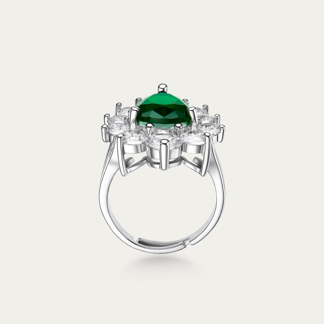 Emerald and Diamond Halo Ring