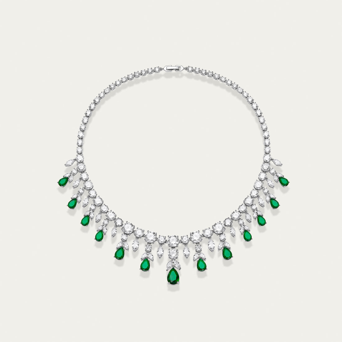 Emerald and Diamond Fringe Necklace