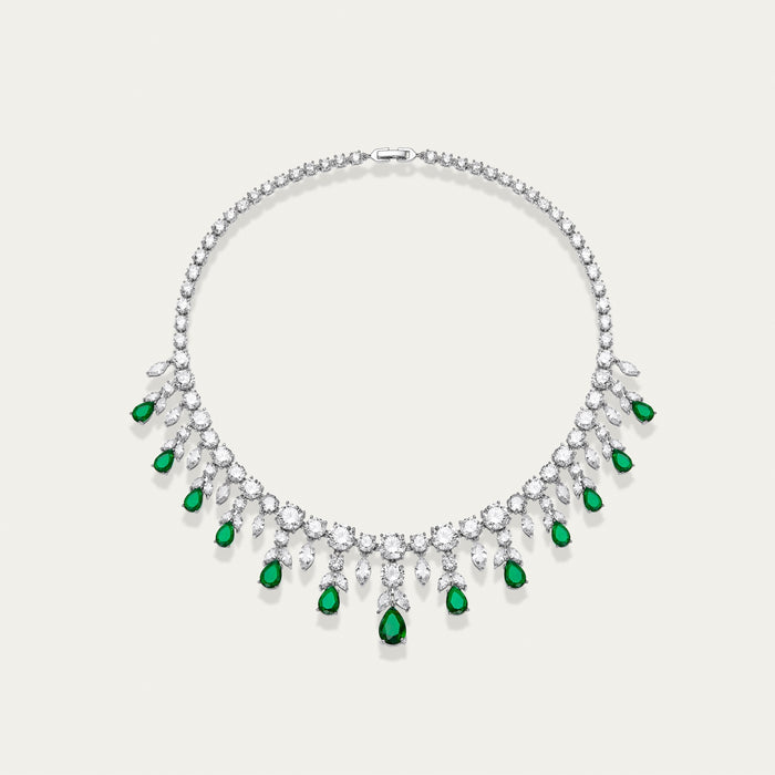 Emerald and Diamond Fringe Necklace