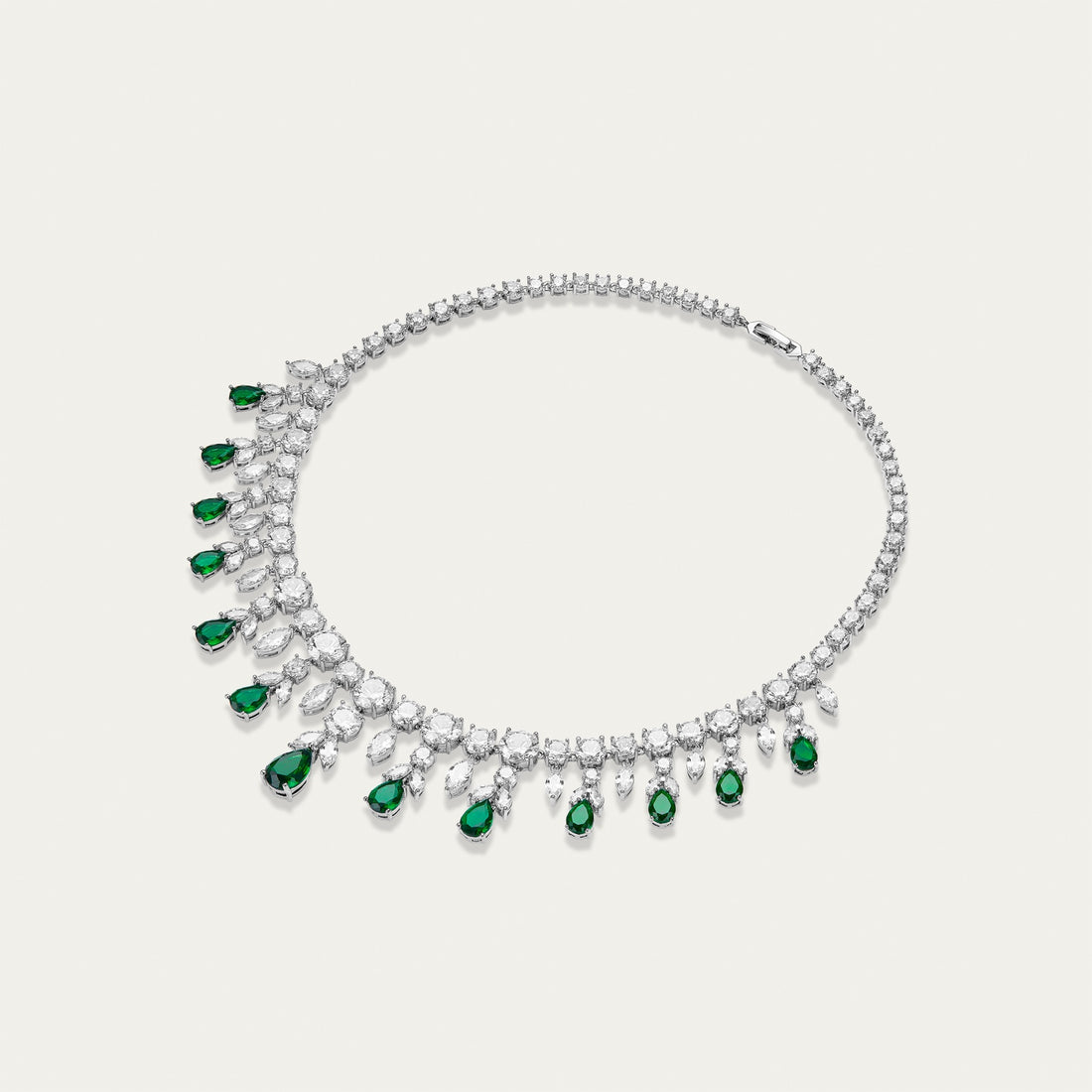 Emerald and Diamond Fringe Necklace
