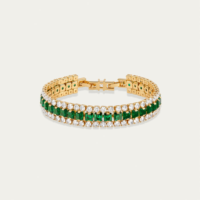 Emerald Tennis Bracelet, Yellow Gold
