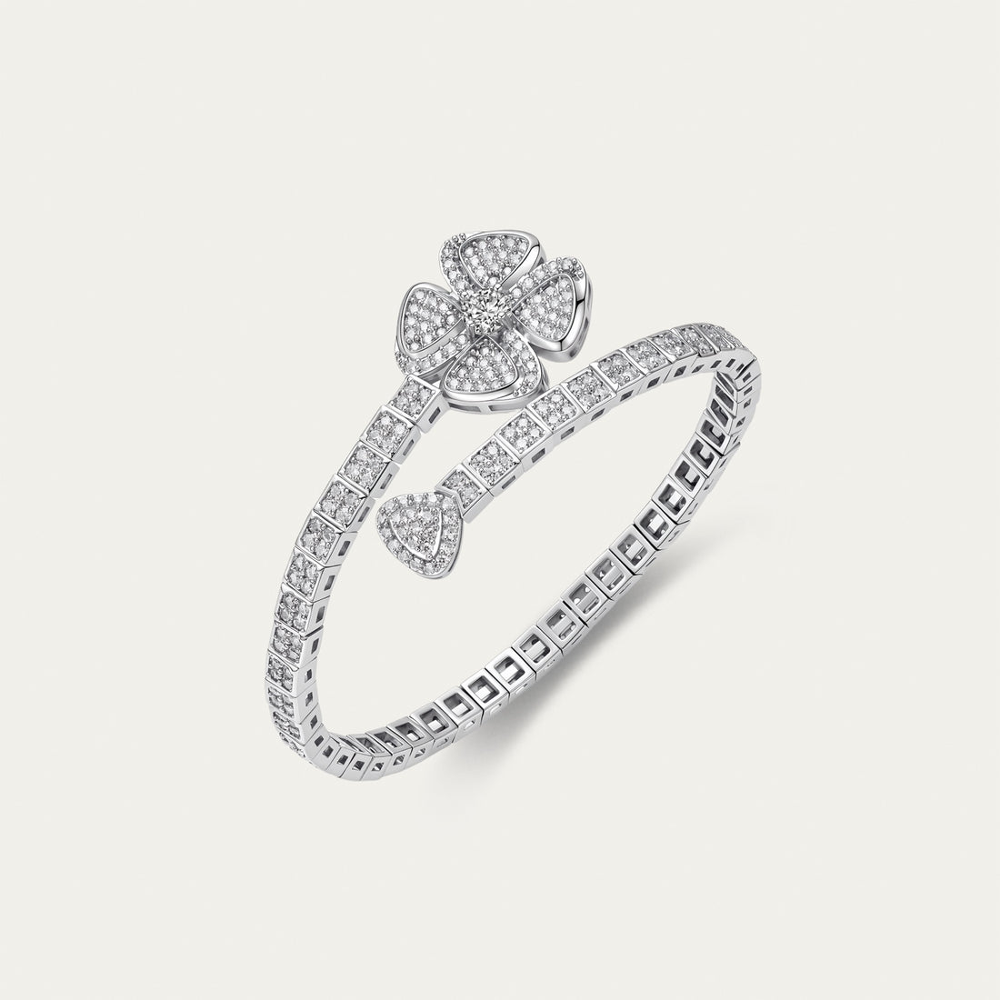Diamond Clover Cuff Bracelet