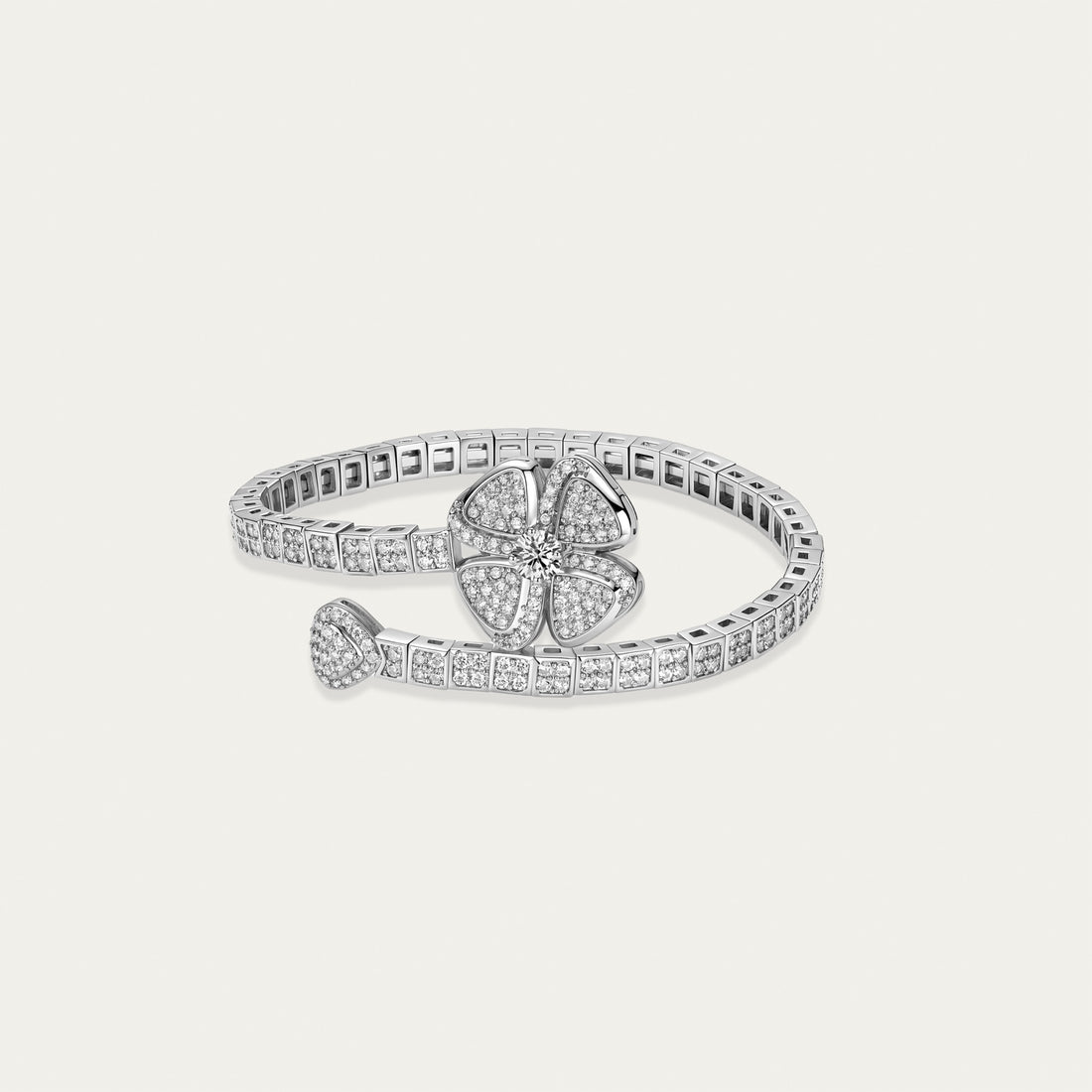 Diamond Clover Cuff Bracelet