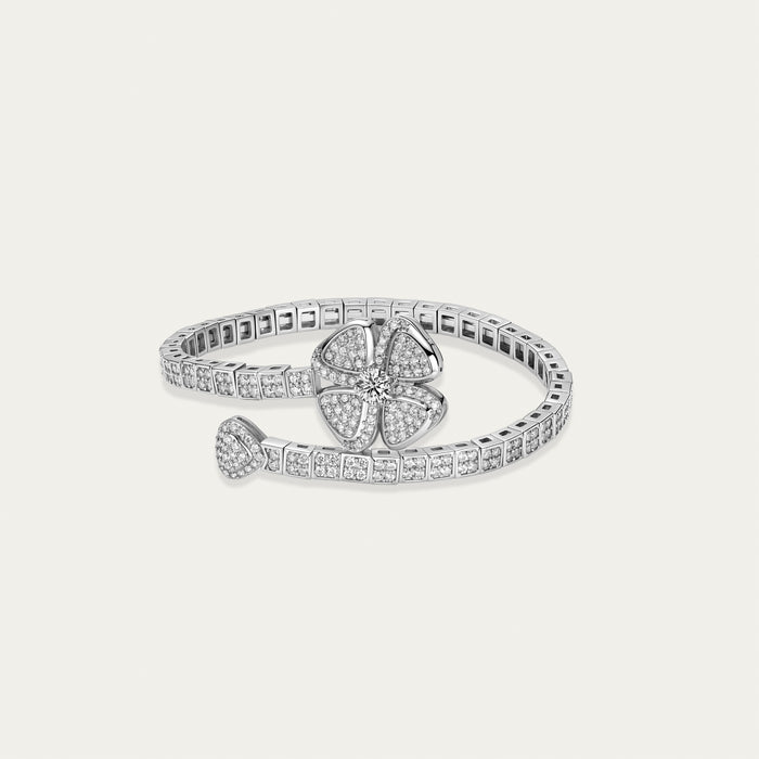 Diamond Clover Cuff Bracelet