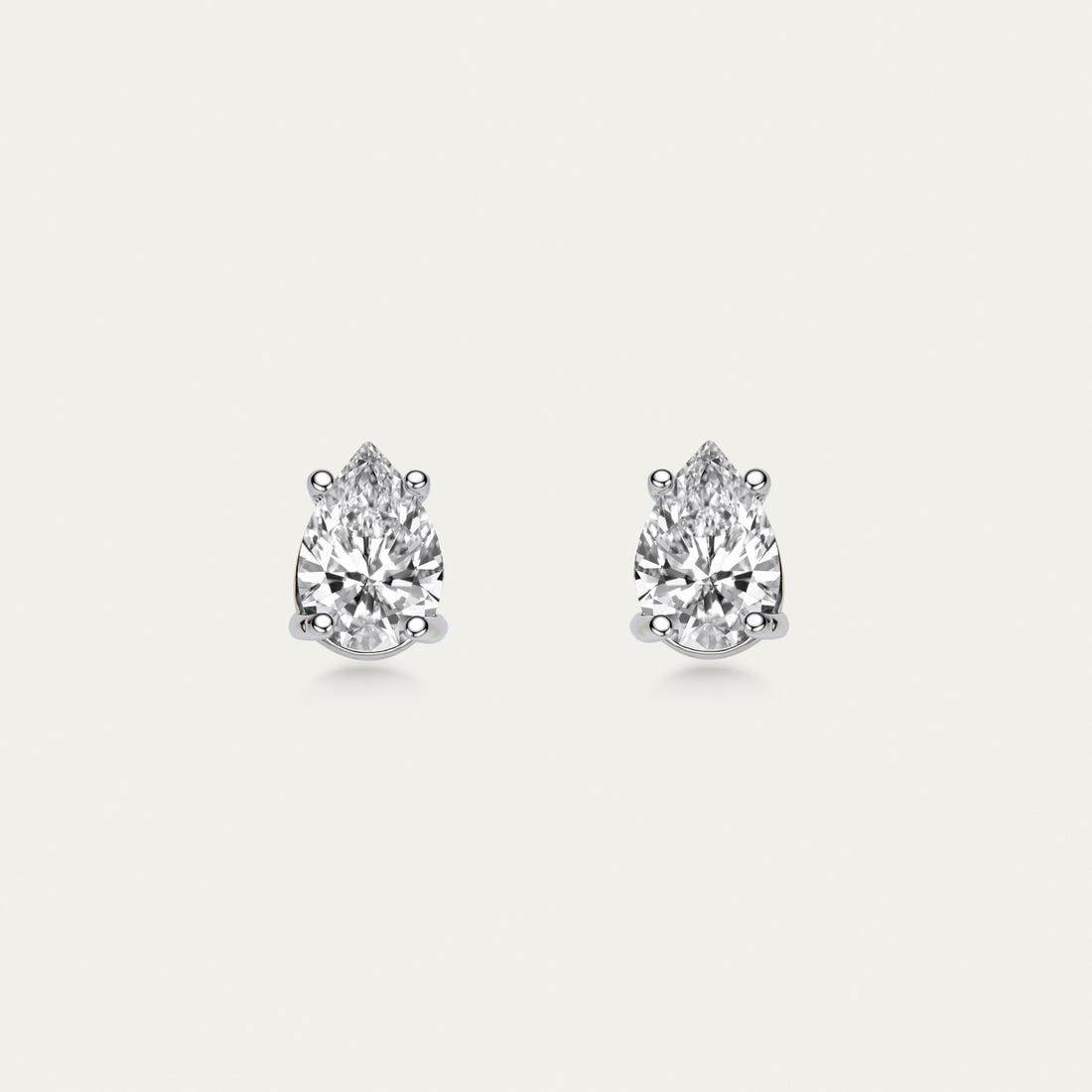 Diamond Stud Earrings, Pear Cut