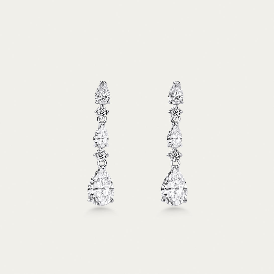 Diamond Drop Earrings, Marquise Line