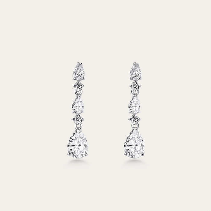 Diamond Drop Earrings, Marquise Line