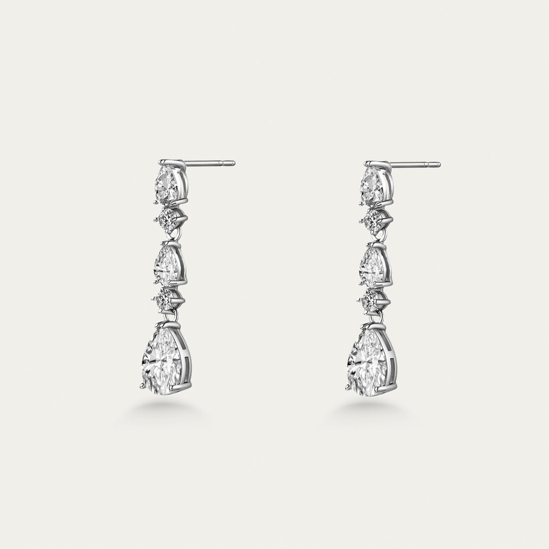 Diamond Drop Earrings, Marquise Line