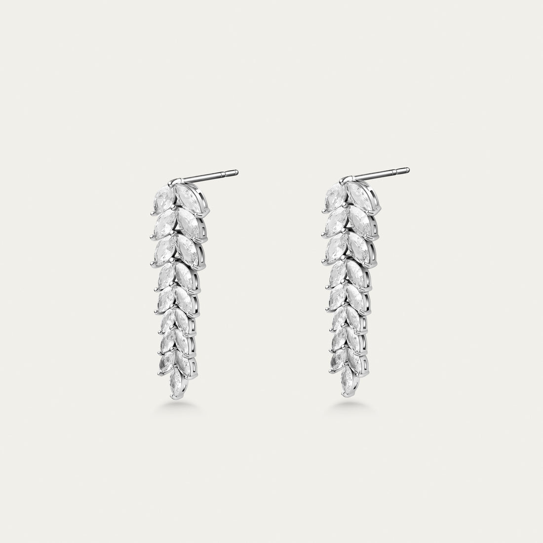 Diamond Leaf Drop Earrings