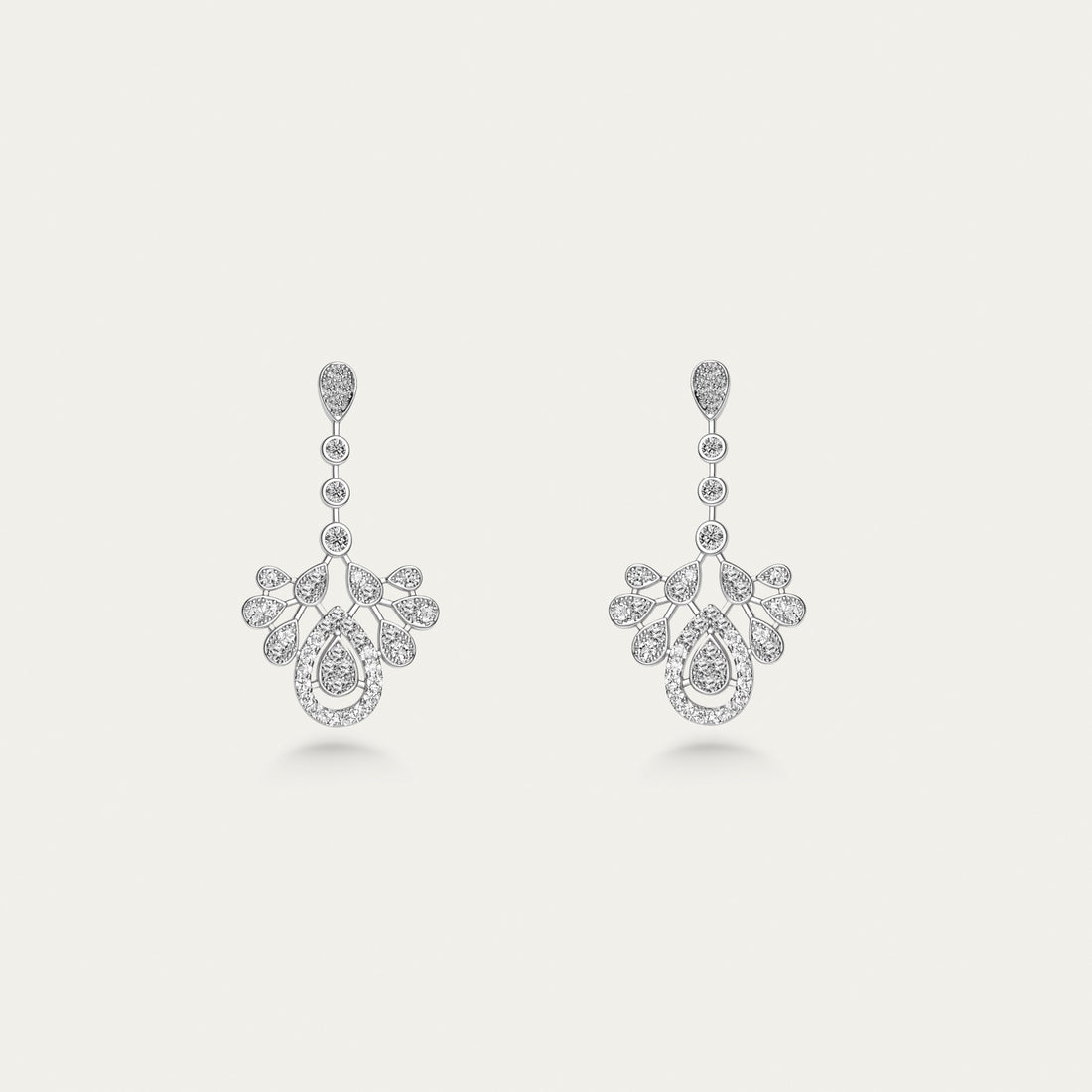 Diamond Floral Drop Earrings