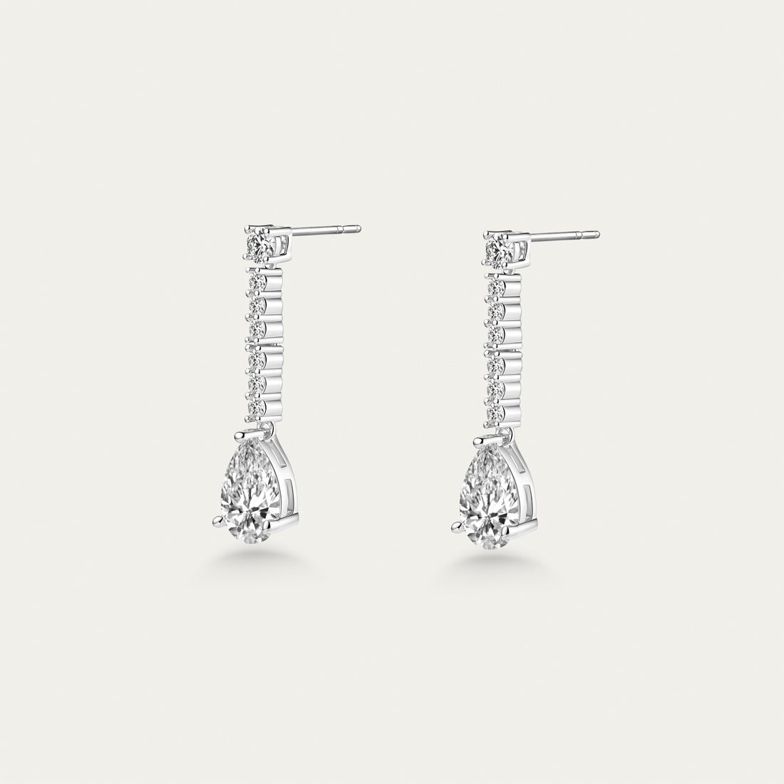 Diamond Line Drop Earrings, Baguette