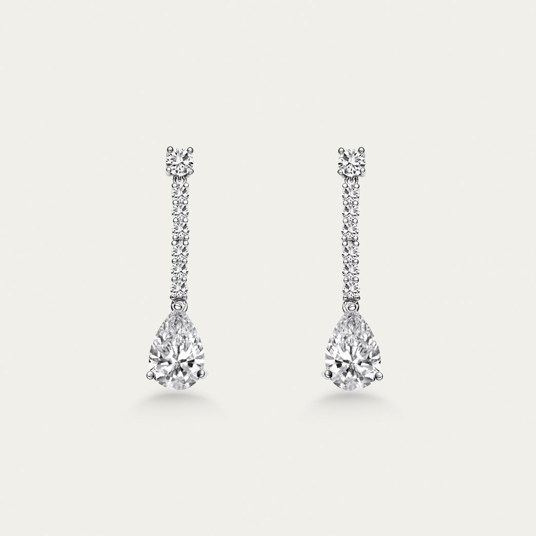 Diamond Line Drop Earrings, Baguette