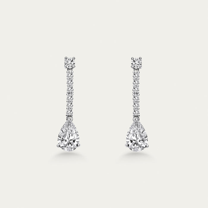 Diamond Line Drop Earrings, Baguette