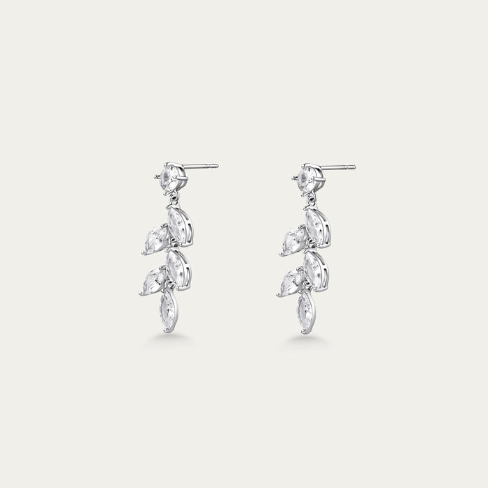 Diamond Leaf Cluster Earrings