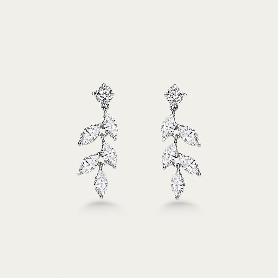 Diamond Leaf Cluster Earrings