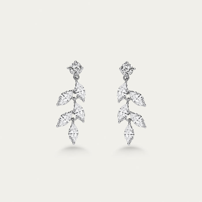 Diamond Leaf Cluster Earrings
