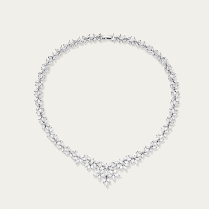 Diamond Cluster Necklace, Floral