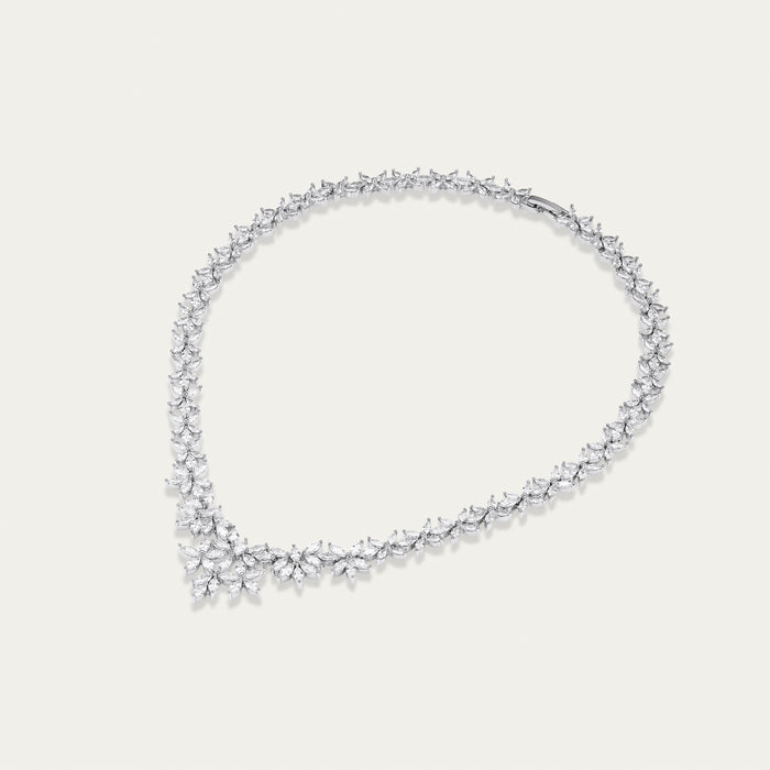 Diamond Cluster Necklace, Floral