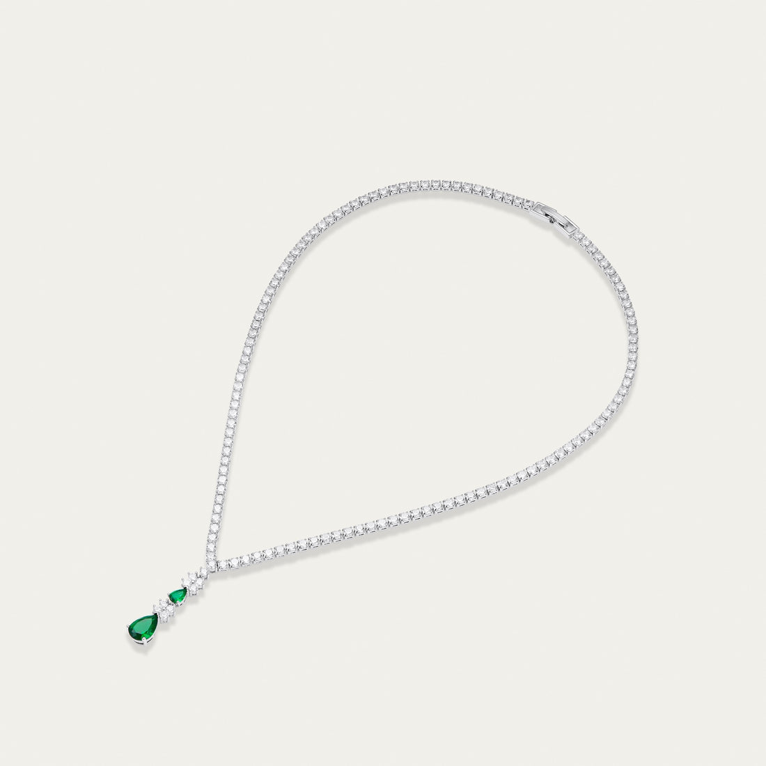 Emerald and Diamond Pendant Necklace, Delicate