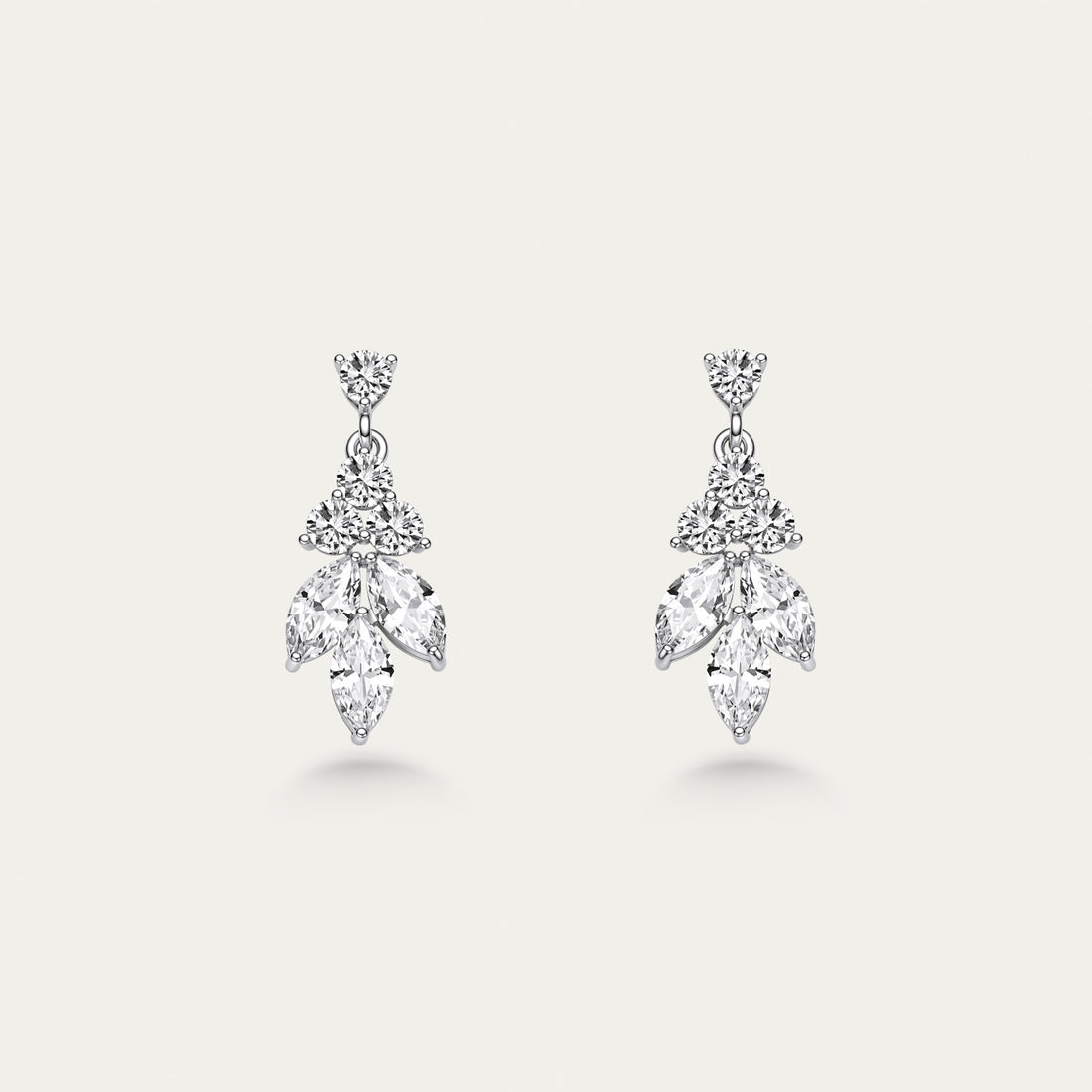 Diamond Kite Cluster Drop Earrings